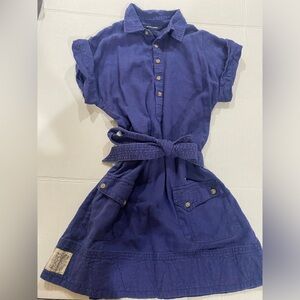 Ralph Lauren girls blue 55% linen dress size 8